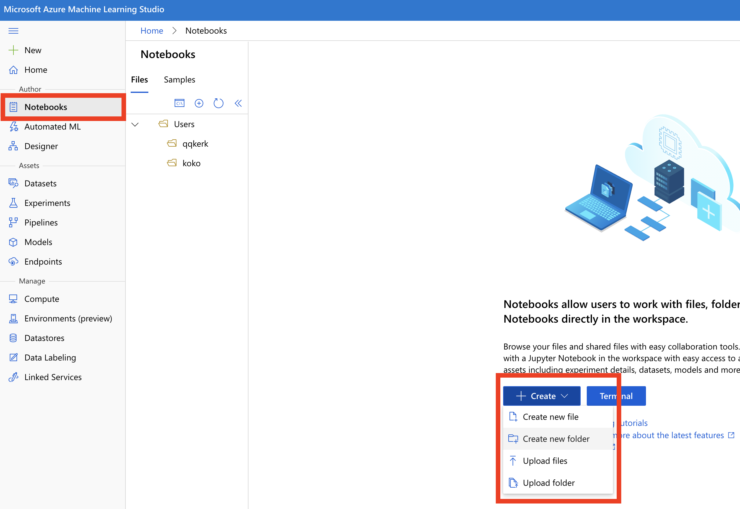 Use Notebooks in Azure machine learning