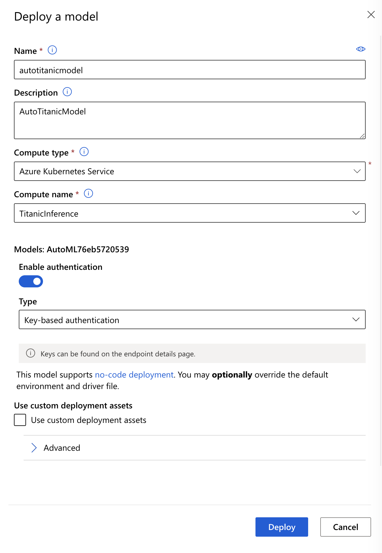 Deploy AutoML in Azure machine learning