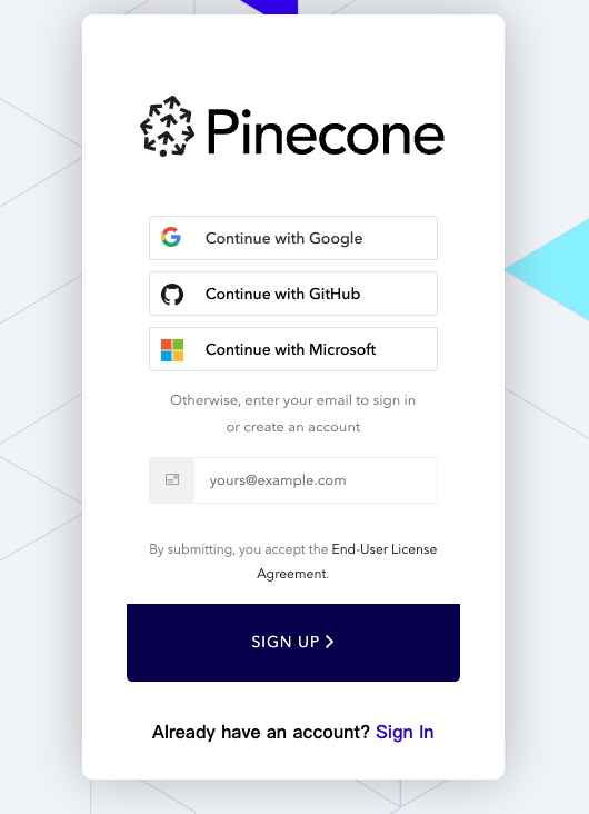 pinecone sign up