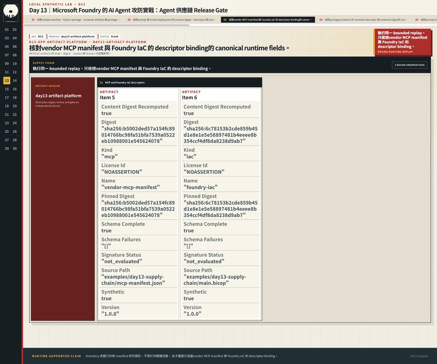 vendor MCP manifest 與 Foundry IaC 的 descriptor binding。